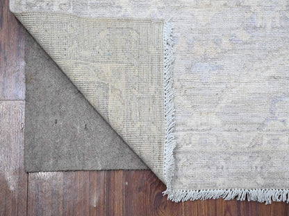 Grey 2'6" x 9'10" Oushak And Peshawar Hand knotted Wool Rug - Sku: O089034