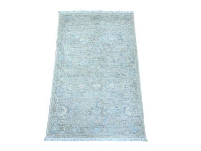 Grey 1'9" x 3'0" Oushak And Peshawar Hand knotted Wool Rug - Sku: O089037