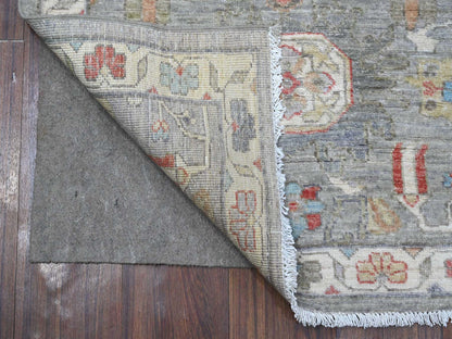 Grey 2'6" x 9'9" Tribal & Geometric Hand knotted Wool Rug - Sku: O089041