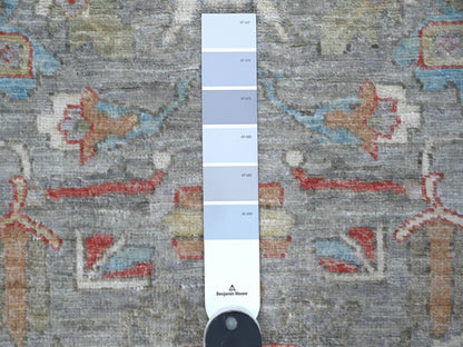 Grey 2'6" x 9'9" Tribal & Geometric Hand knotted Wool Rug - Sku: O089041