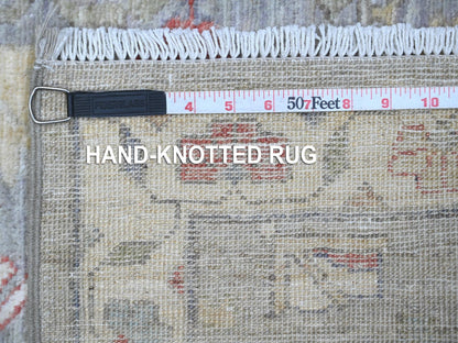 Grey 2'6" x 9'9" Tribal & Geometric Hand knotted Wool Rug - Sku: O089041