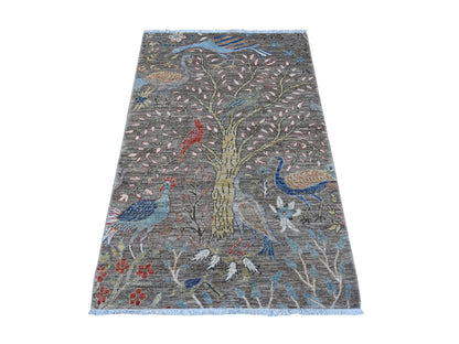 Grey 3'1" x 5'1" Oushak And Peshawar Hand knotted Wool Rug - Sku: O089060