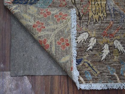 Grey 3'1" x 5'1" Oushak And Peshawar Hand knotted Wool Rug - Sku: O089060