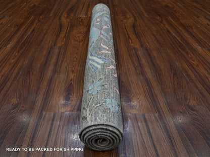 Grey 3'1" x 5'1" Oushak And Peshawar Hand knotted Wool Rug - Sku: O089060