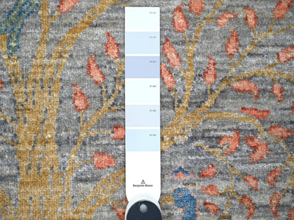 Grey 5'1" x 5'1" Oushak And Peshawar Hand knotted Wool Rug - Sku: O089075