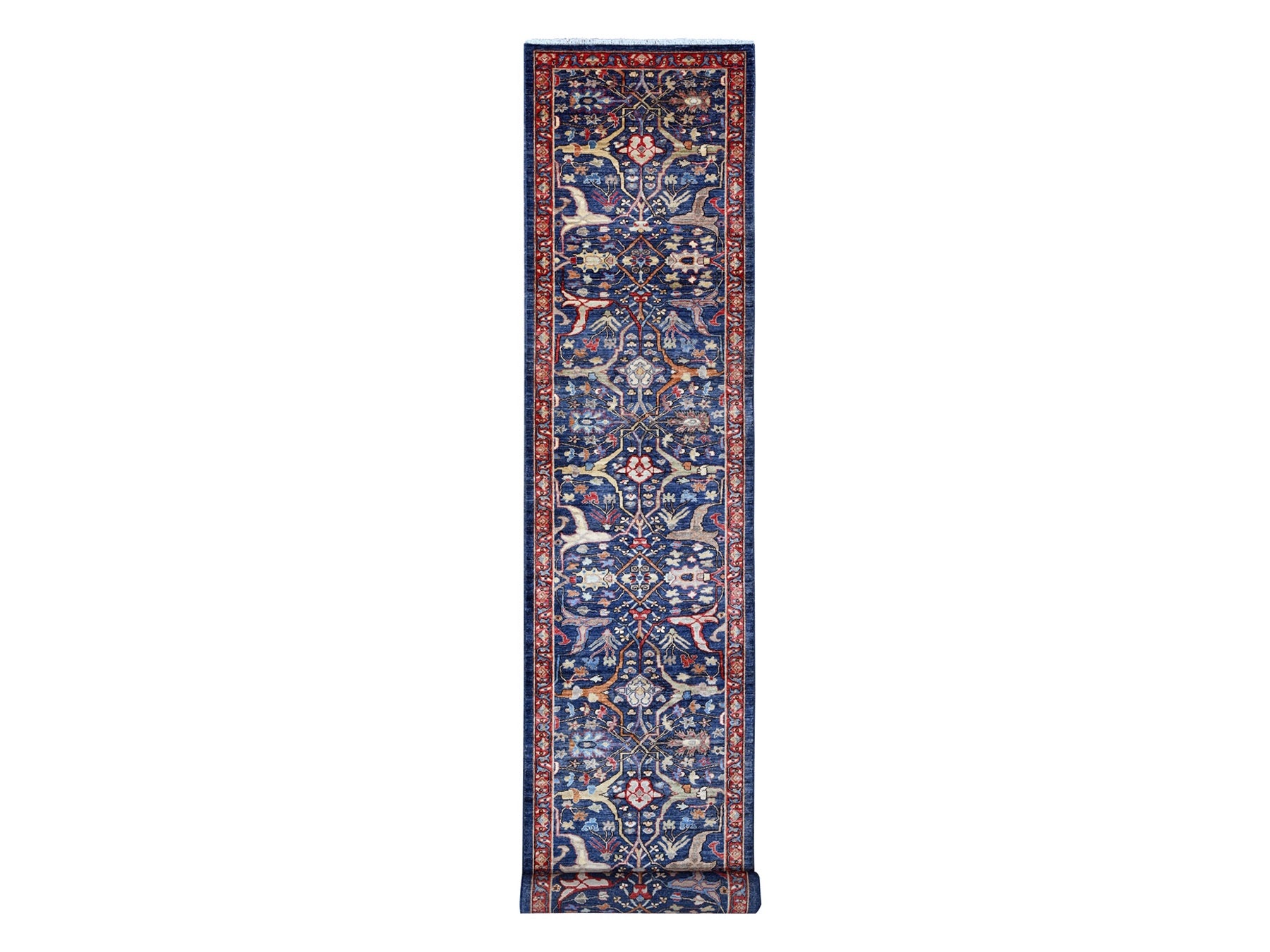 Bidjar Oushak / Peshawar hand-knotted wool runner in Blue, 3'2" x 19'5", SKU O089077
