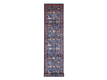 Bidjar Oushak / Peshawar hand-knotted wool runner in Blue, 3'2" x 19'5", SKU O089077