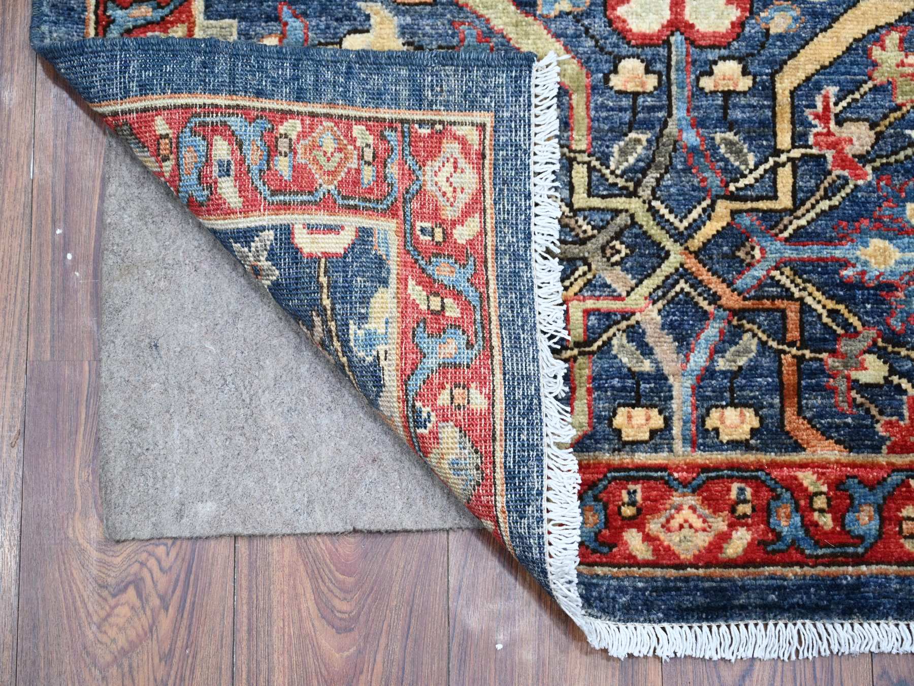 Bidjar Oushak / Peshawar hand-knotted wool runner in Blue, 3'2" x 19'5", SKU O089077
