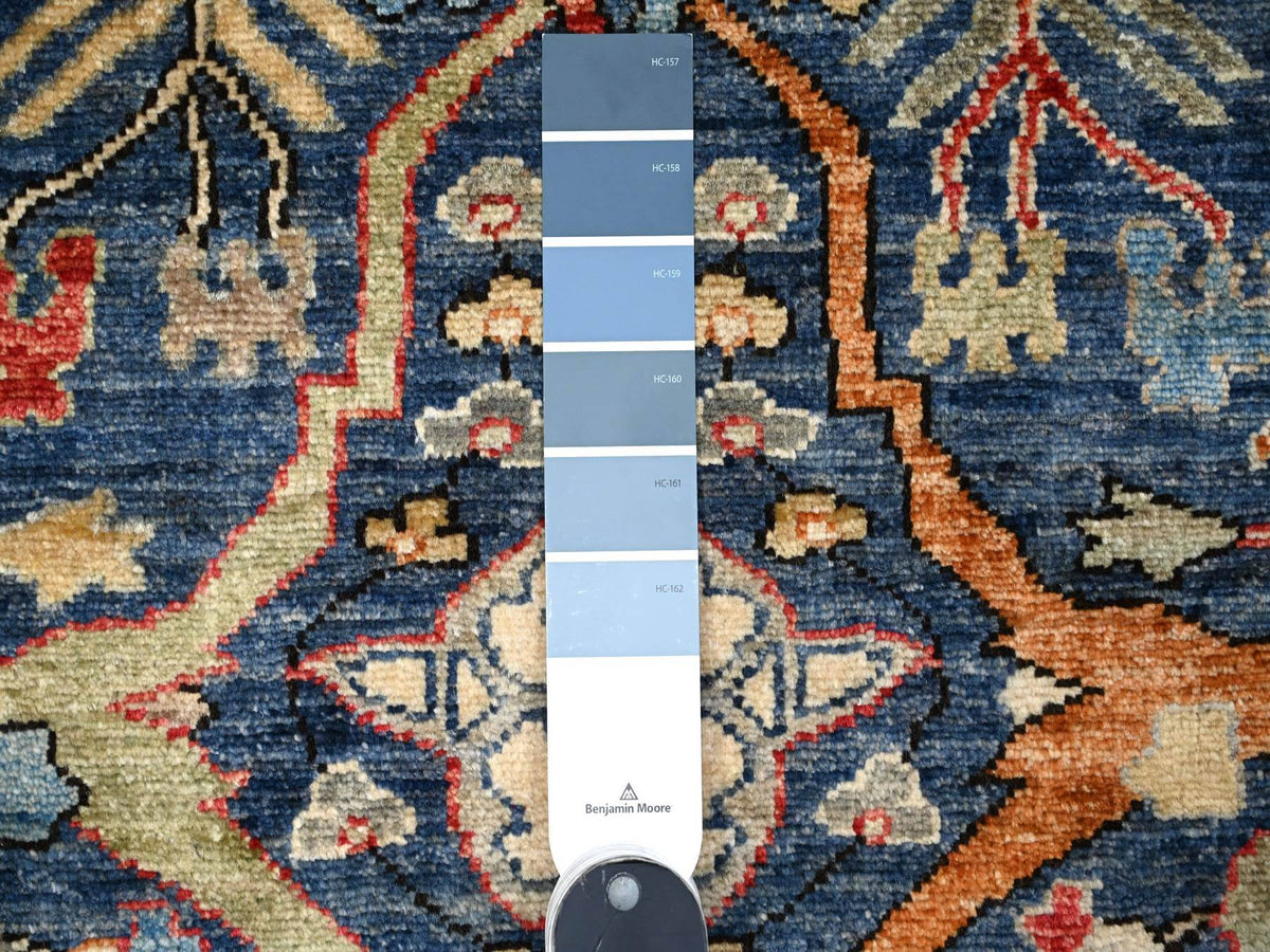 Bidjar Oushak / Peshawar hand-knotted wool runner in Blue, 3'2" x 19'5", SKU O089077