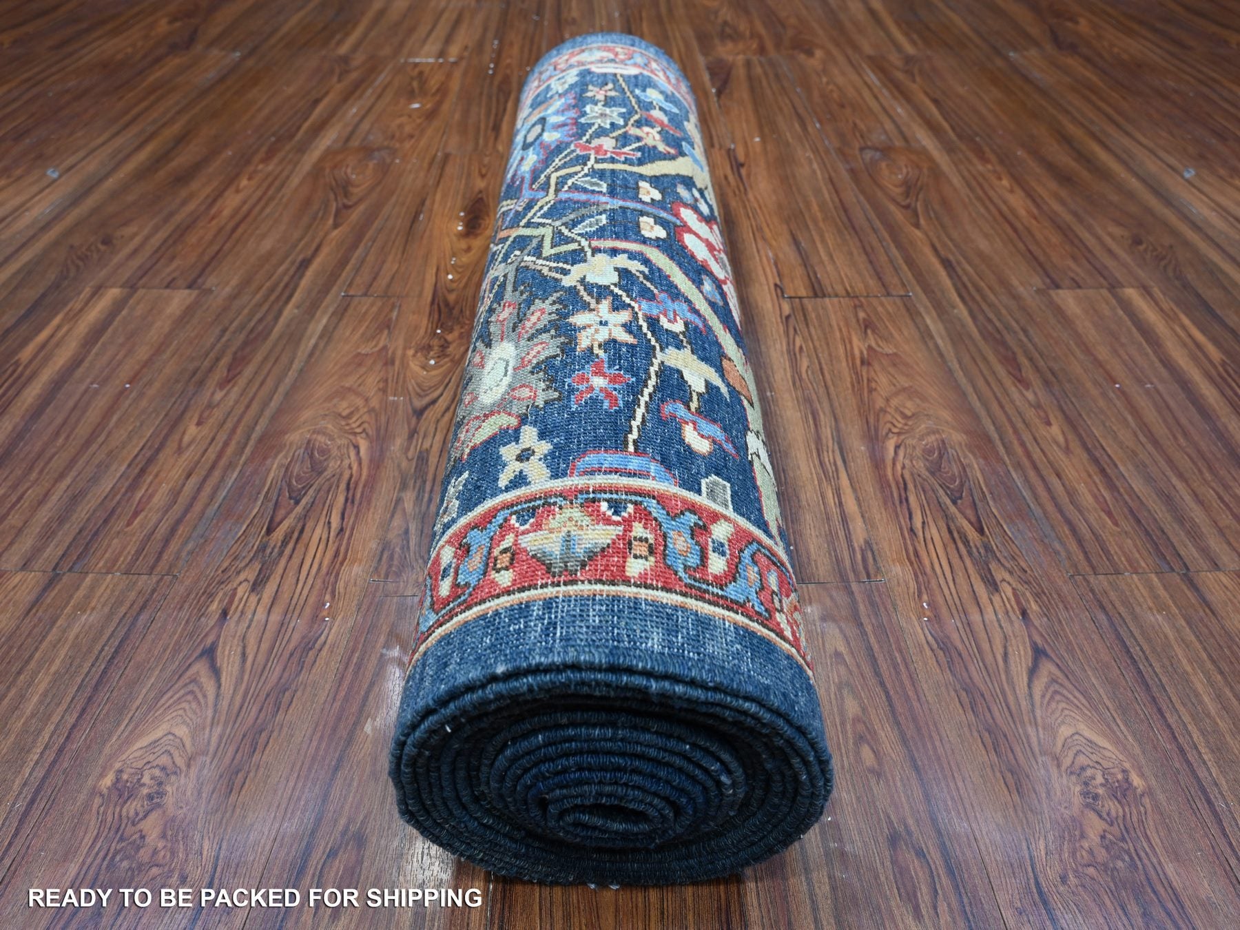 Bidjar Oushak / Peshawar hand-knotted wool runner in Blue, 3'2" x 19'5", SKU O089077