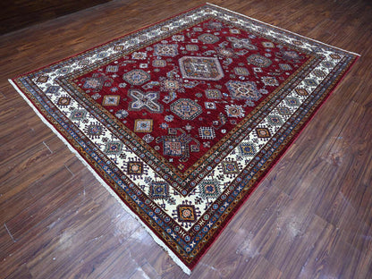 Red 8'1" x 10'3" Tribal Hand knotted Wool Rug - Sku: O089092