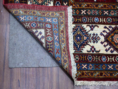 Red 8'1" x 10'3" Tribal Hand knotted Wool Rug - Sku: O089092