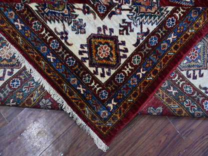 Red 8'1" x 10'3" Tribal Hand knotted Wool Rug - Sku: O089092