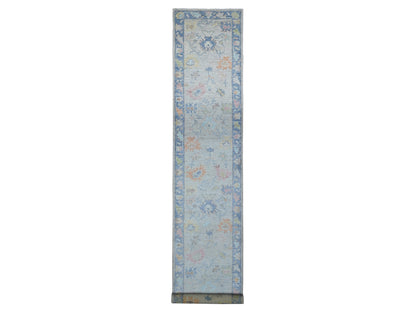 Grey 2'10" x 15'10" Oushak And Peshawar Hand knotted Wool Rug - Sku: O089097