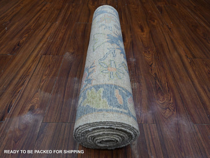 Grey 2'10" x 15'10" Oushak And Peshawar Hand knotted Wool Rug - Sku: O089097