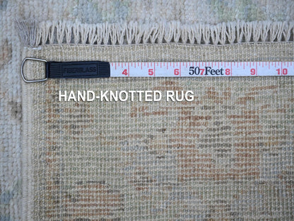 Grey 2'9" x 15'4" Oushak And Peshawar Hand knotted Wool Rug - Sku: O089101