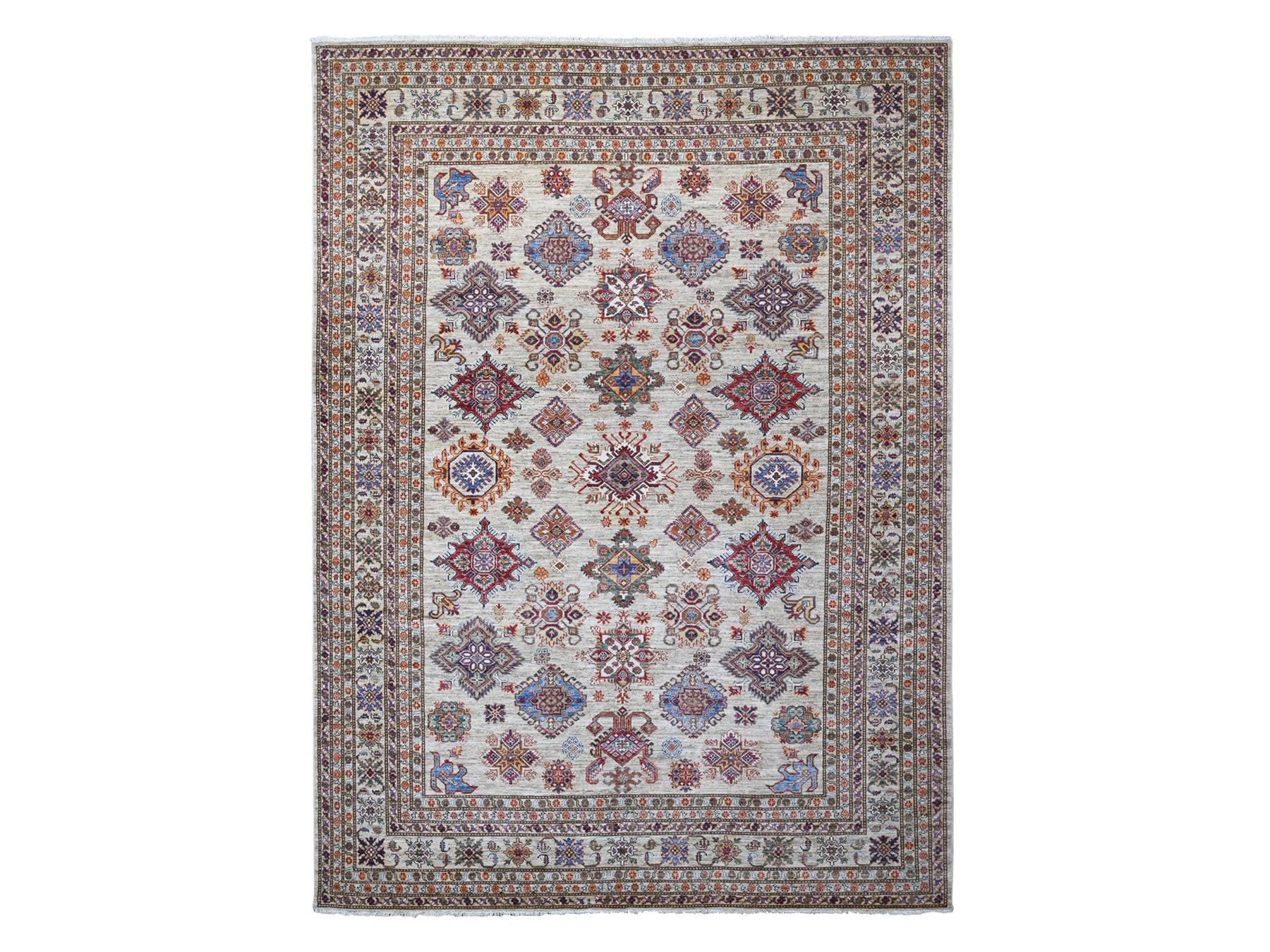 Kazak Tribal hand-knotted wool rug in Gray, 9'0" x 12'3", SKU O089103