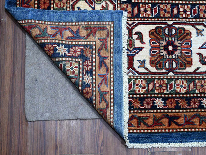 Kazak Tribal hand-knotted wool rug in Blue, 9'10" x 13'5", SKU O089105