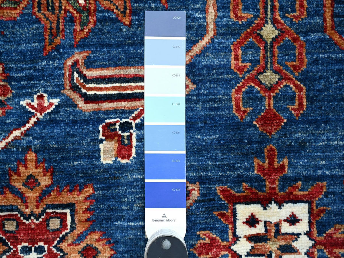 Kazak Tribal hand-knotted wool rug in Blue, 9'10" x 13'5", SKU O089105