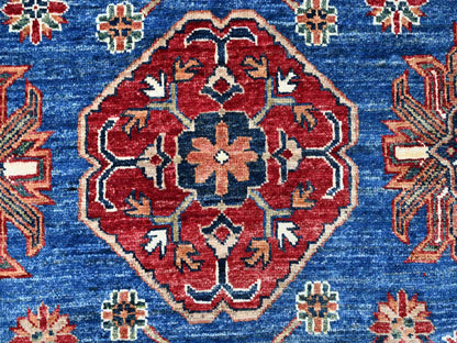 Kazak Tribal hand-knotted wool rug in Blue, 9'10" x 13'5", SKU O089105