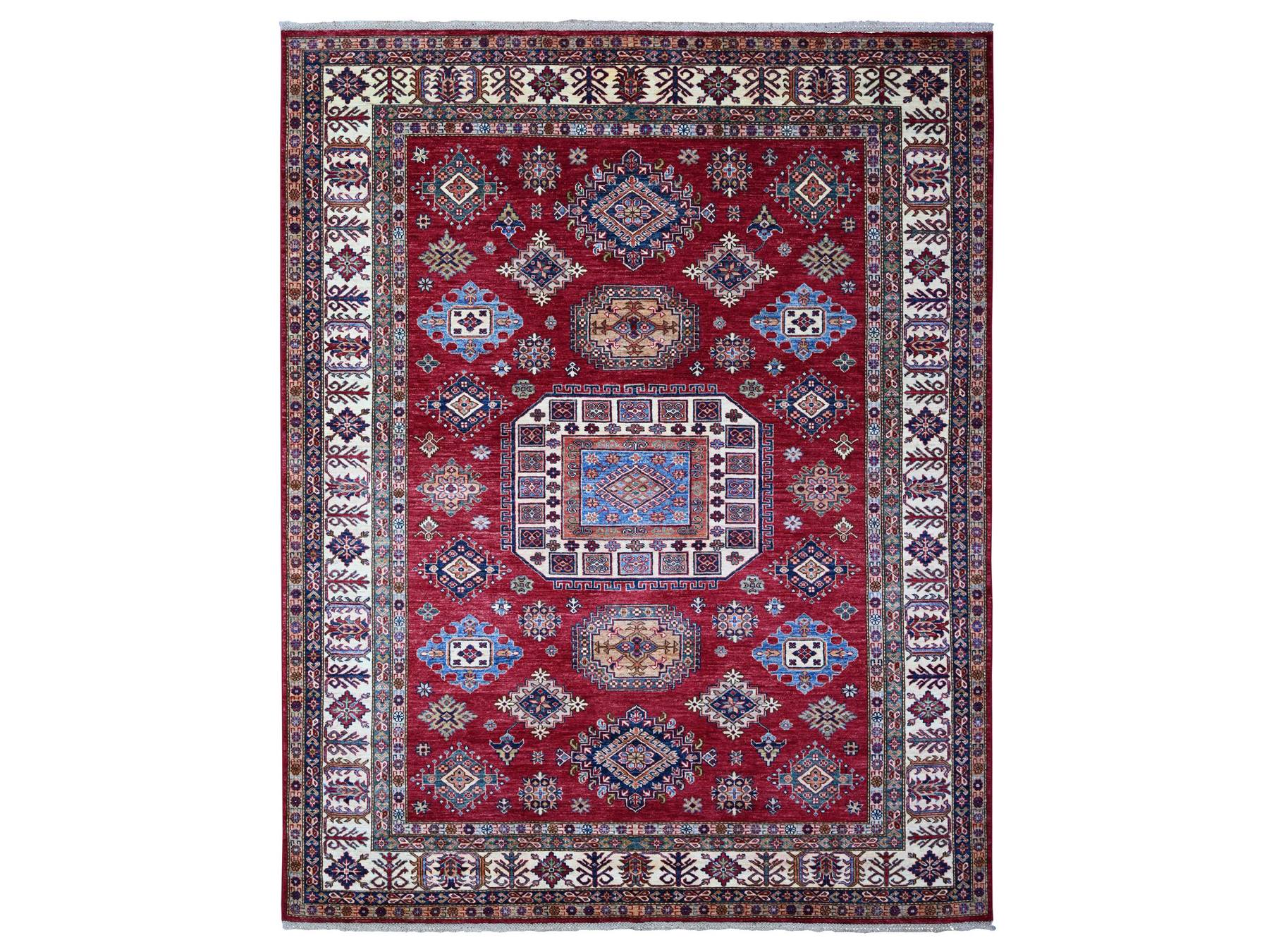 Kazak Tribal hand-knotted wool rug in Red, 7'9" x 9'9", SKU O089110