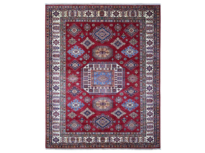 Red 7'9" x 9'9" Tribal Hand knotted Wool Rug - Sku: O089110