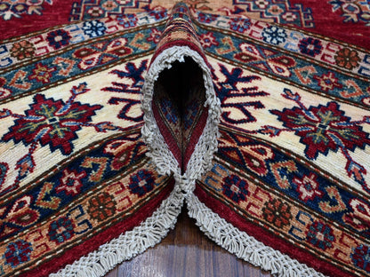 Red 7'9" x 9'9" Tribal Hand knotted Wool Rug - Sku: O089110
