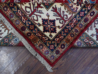 Red 7'9" x 9'9" Tribal Hand knotted Wool Rug - Sku: O089110