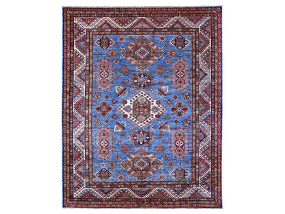 Kazak Tribal hand-knotted wool rug in Blue, 7'10" x 9'11", SKU O089112