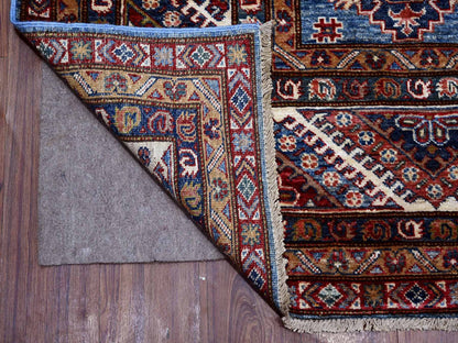 Kazak Tribal hand-knotted wool rug in Blue, 7'10" x 9'11", SKU O089112