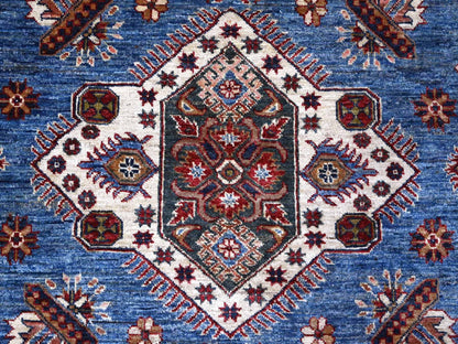 Kazak Tribal hand-knotted wool rug in Blue, 7'10" x 9'11", SKU O089112