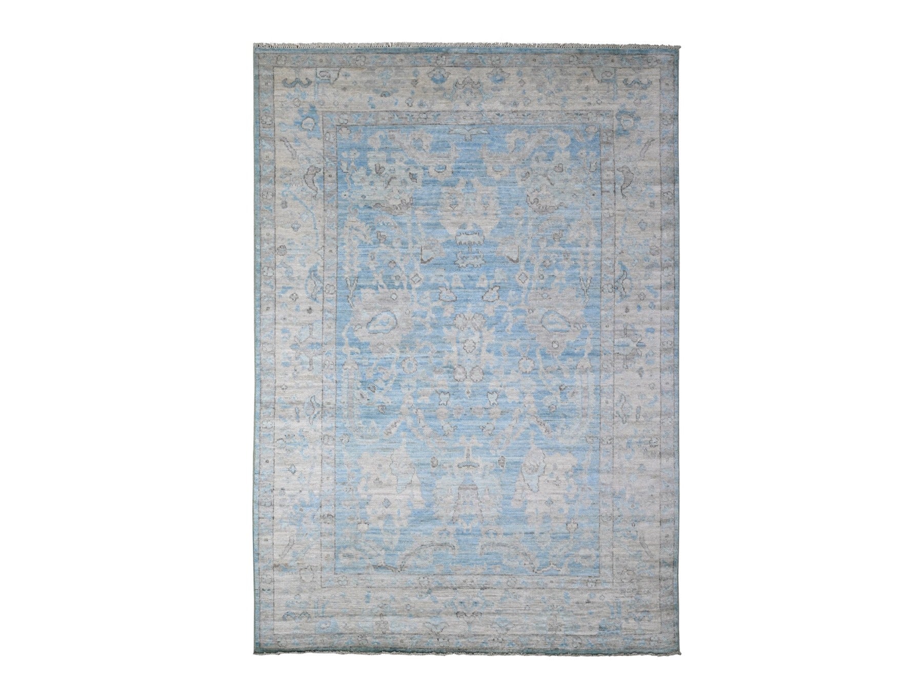Oushak hand-knotted wool rug in Blue, 6'2" x 8'10", SKU O089120
