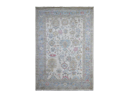 Grey 6'3" x 9'0" Oushak And Peshawar Hand knotted Wool Rug - Sku: O089121