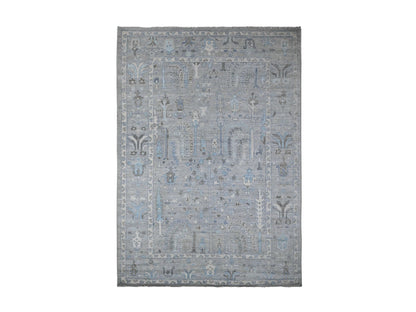 Grey 6'3" x 8'10" Oushak And Peshawar Hand knotted Wool Rug - Sku: O089122