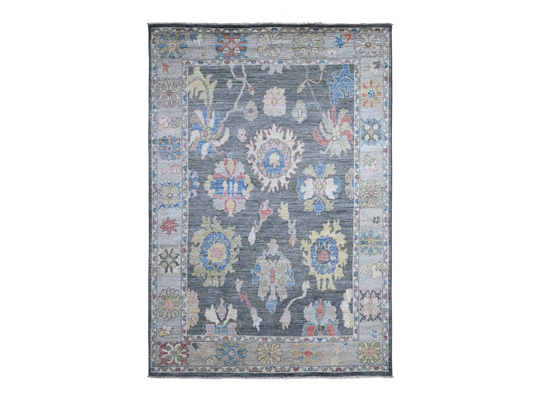 Oushak hand-knotted wool rug in Gray, 5'11" x 8'8", SKU O089124