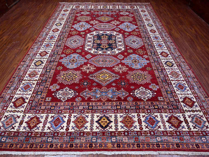 Red 8'10" x 12'5" Tribal Hand knotted Wool Rug - Sku: O089132