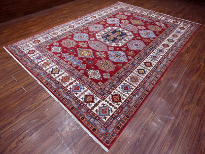 Red 8'10" x 12'5" Tribal Hand knotted Wool Rug - Sku: O089132