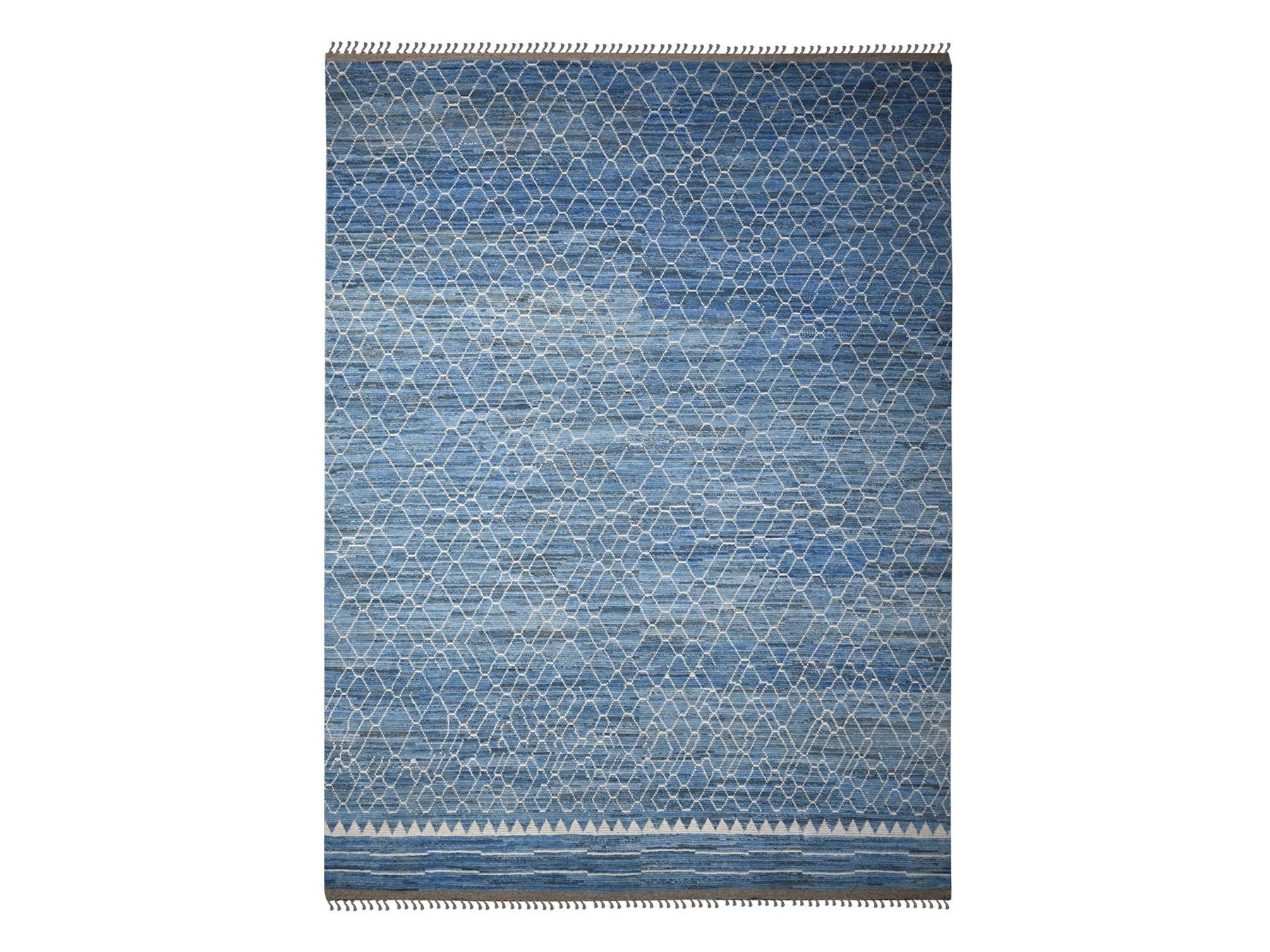 Tribal hand-knotted wool rug in Blue, 12'0" x 16'1", SKU O089135