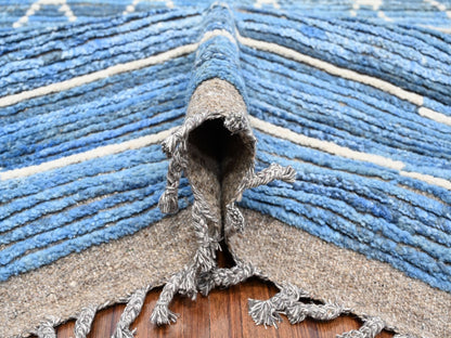 Tribal hand-knotted wool rug in Blue, 12'0" x 16'1", SKU O089135