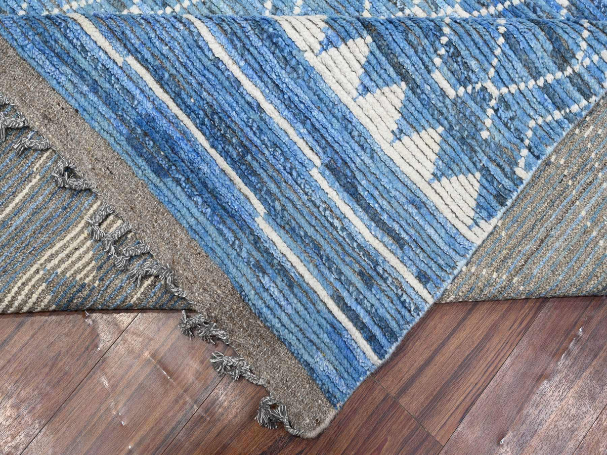 Tribal hand-knotted wool rug in Blue, 12'0" x 16'1", SKU O089135