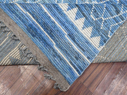 Tribal hand-knotted wool rug in Blue, 12'0" x 16'1", SKU O089135