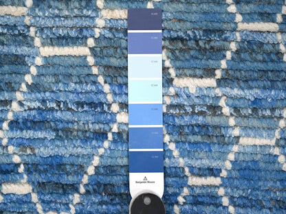 Tribal hand-knotted wool rug in Blue, 12'0" x 16'1", SKU O089135