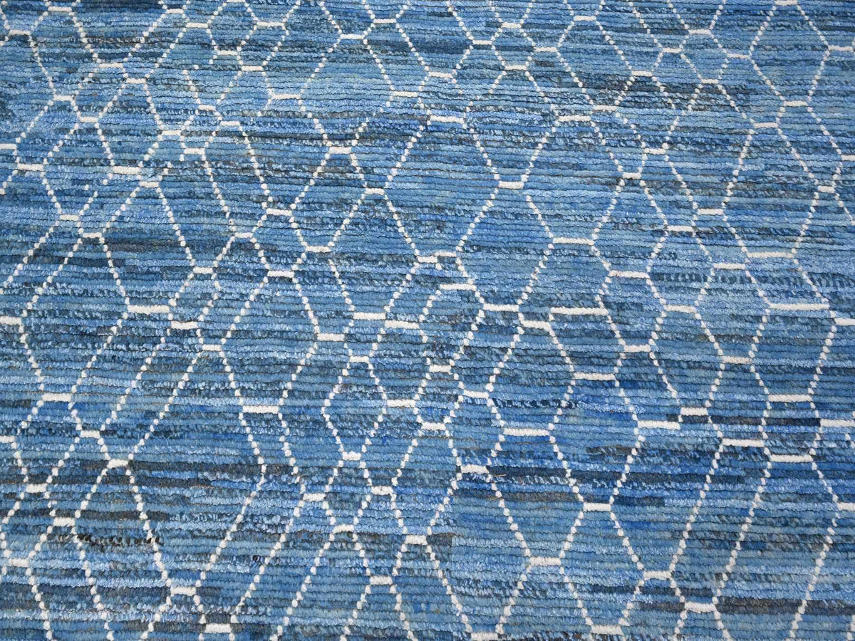 Tribal hand-knotted wool rug in Blue, 12'0" x 16'1", SKU O089135