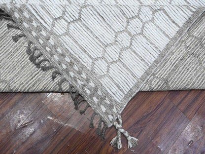 Ivory 11'9" x 15'8" Tribal Hand knotted Wool Rug - Sku: O089136