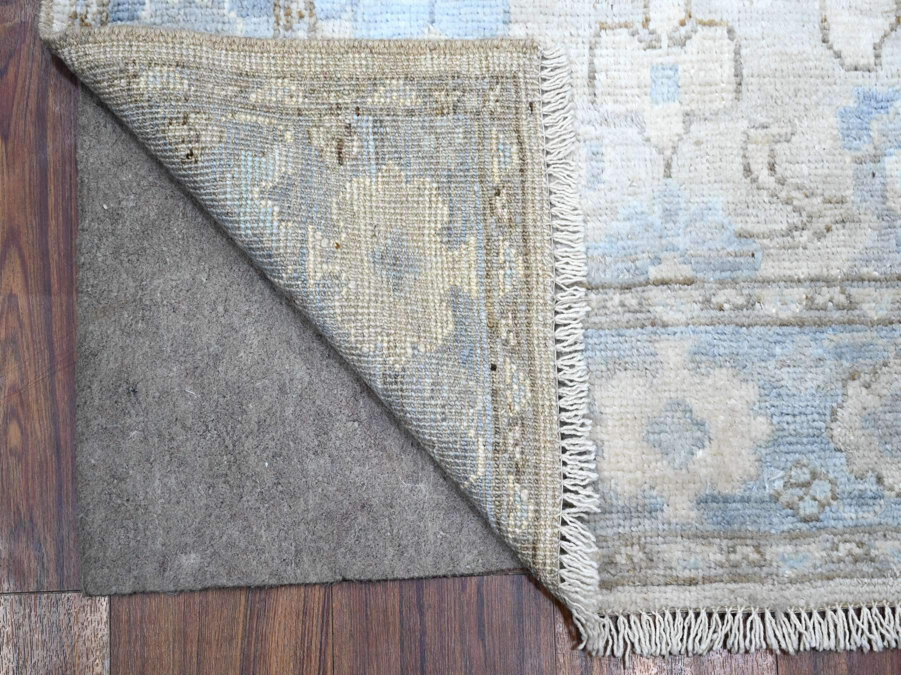 Oushak hand-knotted wool runner in Blue, 2'11" x 19'5", SKU O089137