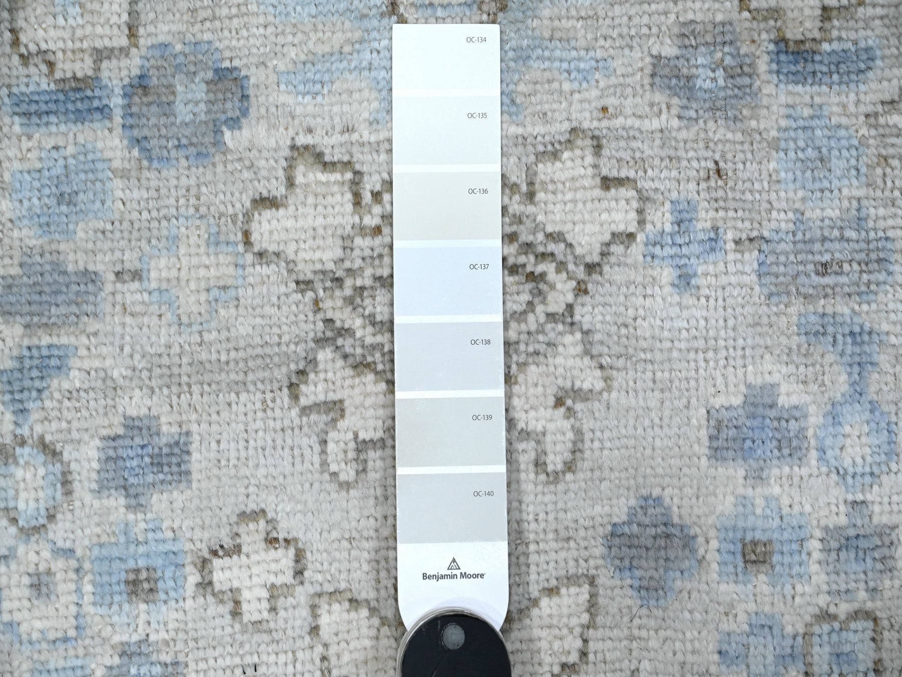 Oushak hand-knotted wool runner in Blue, 2'11" x 19'5", SKU O089137