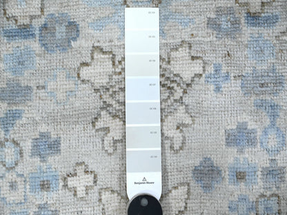 Oushak hand-knotted wool runner in Blue, 2'11" x 19'5", SKU O089137