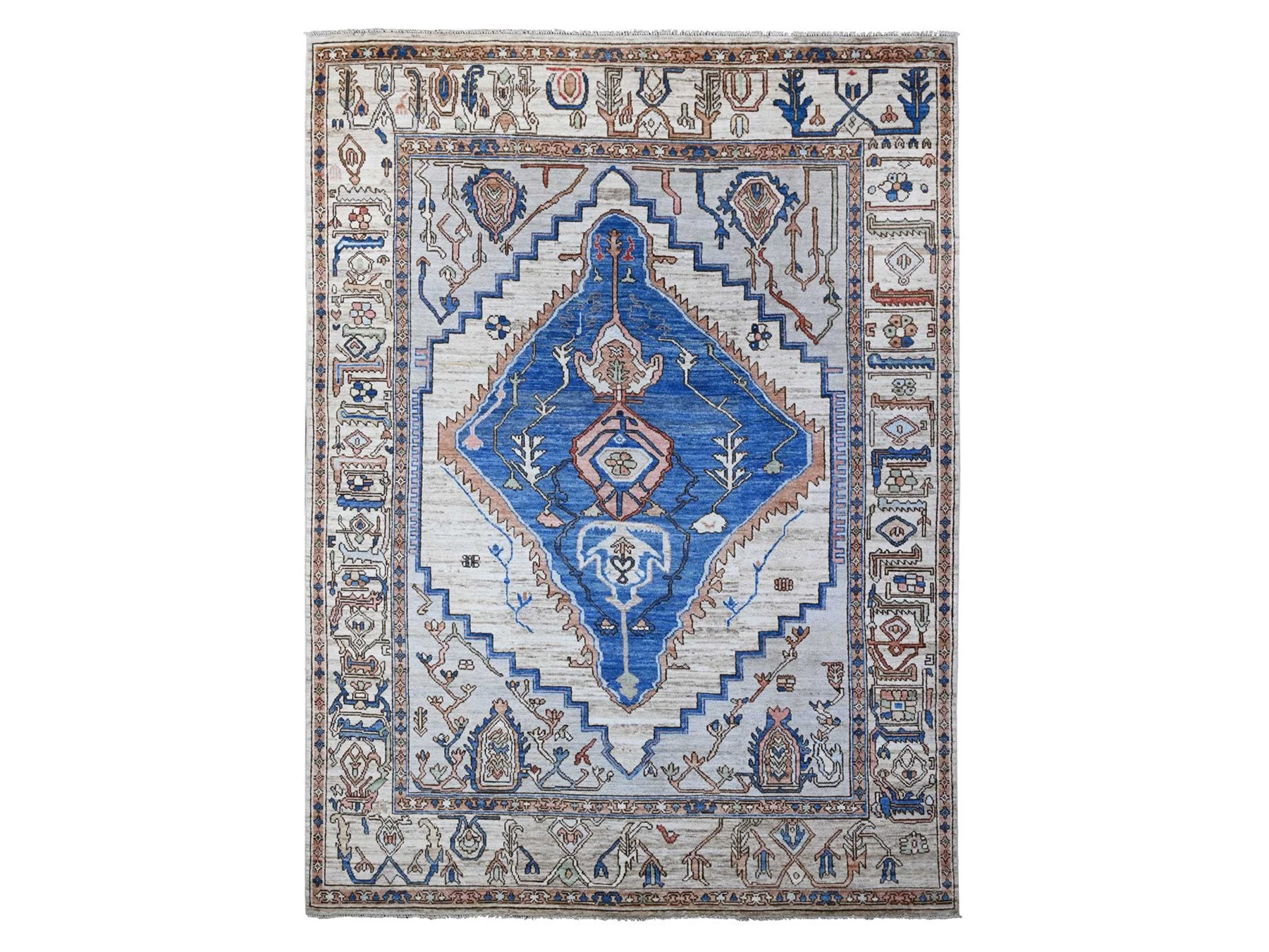 Tribal hand-knotted wool rug in Gray, 8'10" x 11'9", SKU O089151