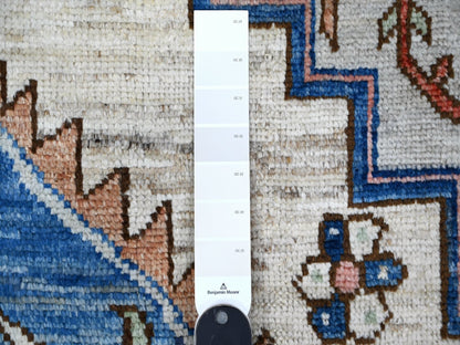 Grey 8'10" x 11'9" Tribal & Geometric Hand knotted Wool Rug - Sku: O089151