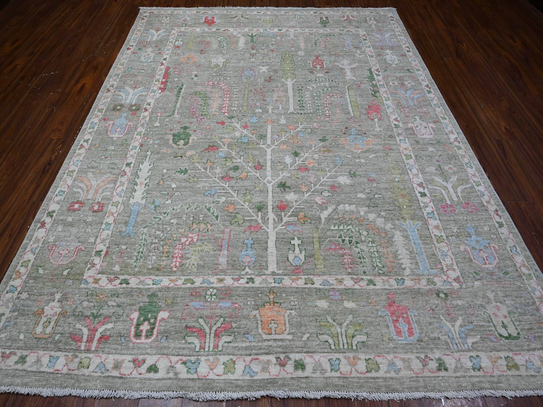 Oushak hand-knotted wool rug in Green, 7'8" x 9'10", SKU O089155